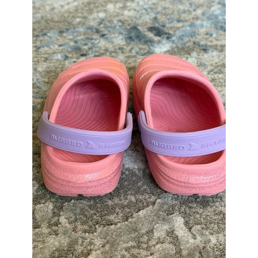 Rugged Shark Glitter Clogs Pink Purple Sparkle Slip On Water Shoes Kids Size 9